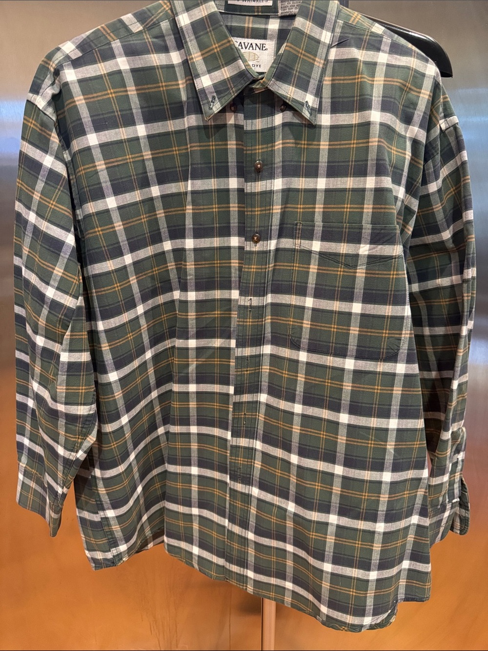 Savane Olive Green Plaid Button-Down Shirt